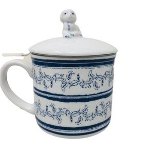 Ellen DeGeneres Porcelain Tea Infuser Mug Dog Figural Lid With Strainer